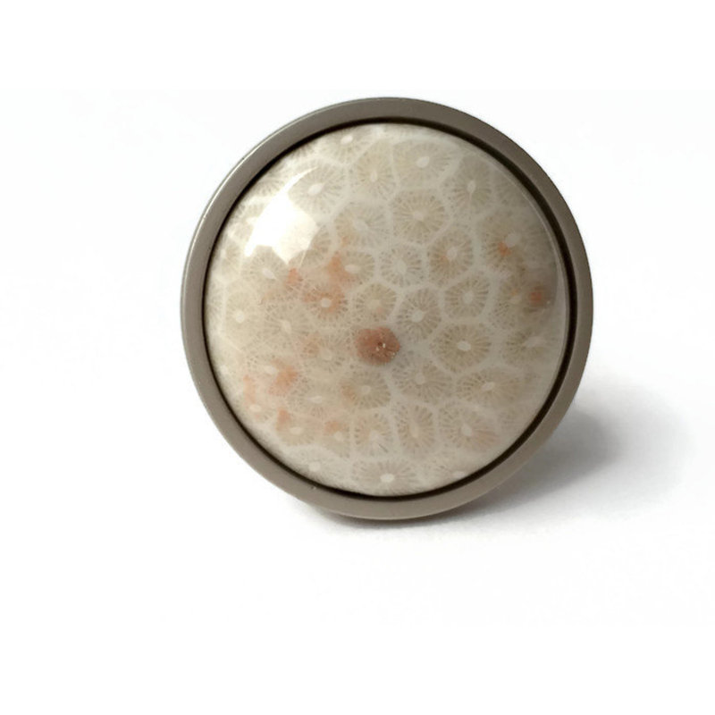 Mushroom Knob, Satin Nickel/Beige