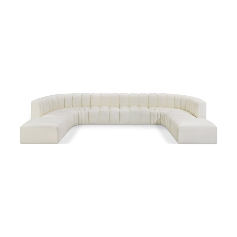 Hopelynn Upholstered 161'' Sofa, Cream Vegan Leather