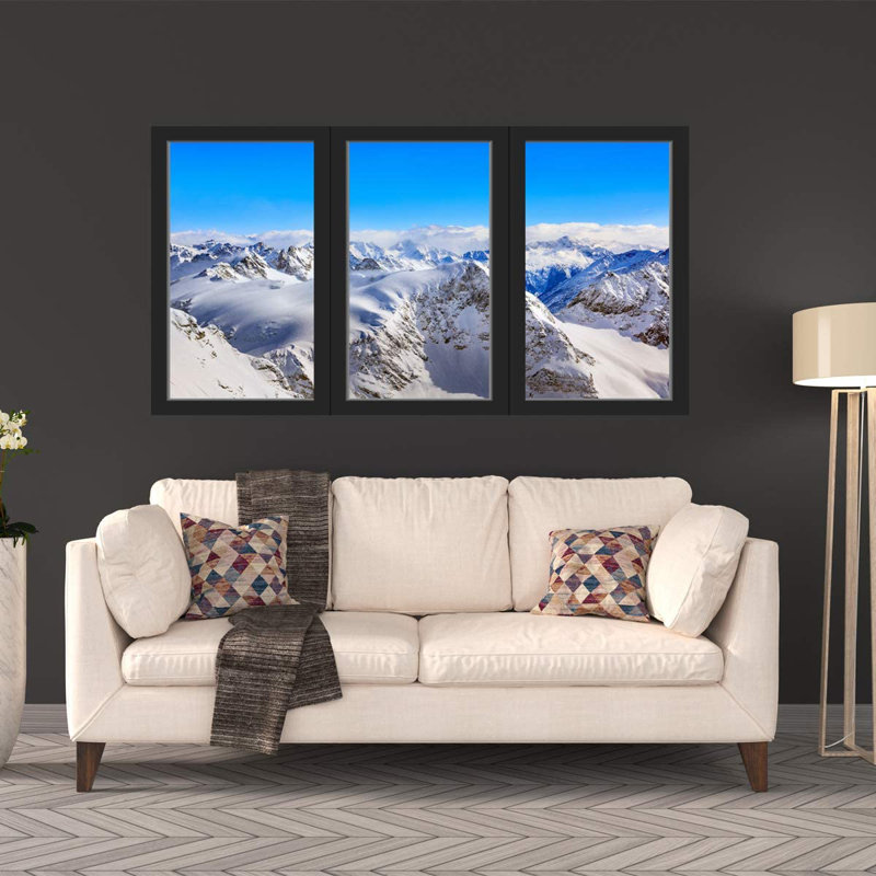 Décalcomanie murale en 3d snow mountain, H 28 po x l 48 po x P 0,7 po