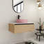 Meuble-lavabo mural moderne avec lavabo et rangement en céramique d'art