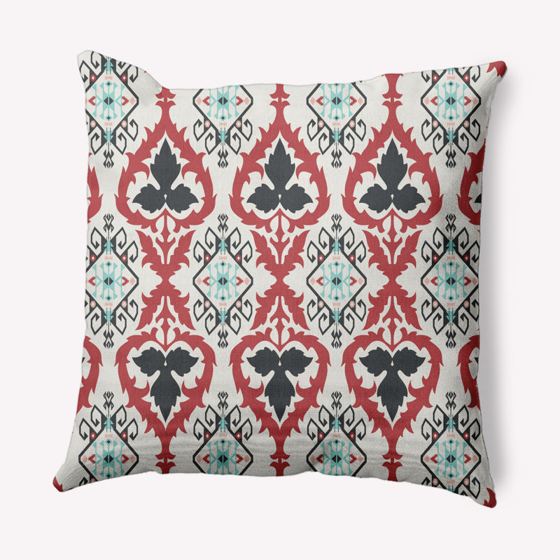 Coussin décoratif d'intérieur/d'extérieur, Gris et rouge, 18 po x 18 po