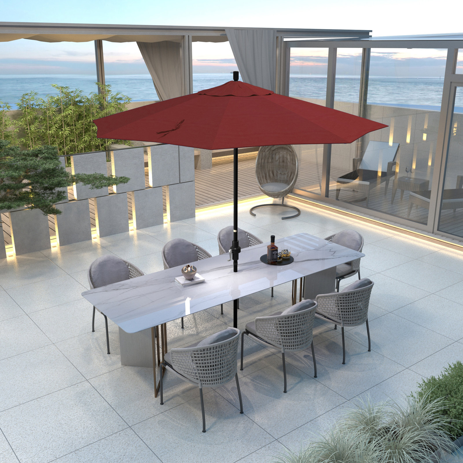 Savi 108'' Outdoor Umbrella, Red - Pacifica