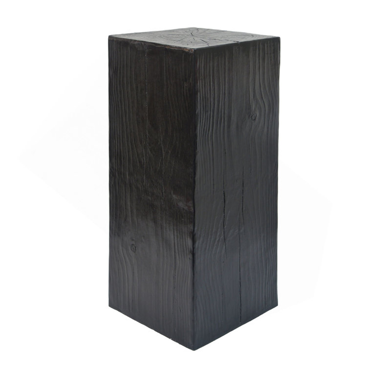 Wood-Look Square-Column MGO End Table,  H33.75",Wood-Like Distressed Finish, Mix with Different Heights, Indoor Outdoor Use