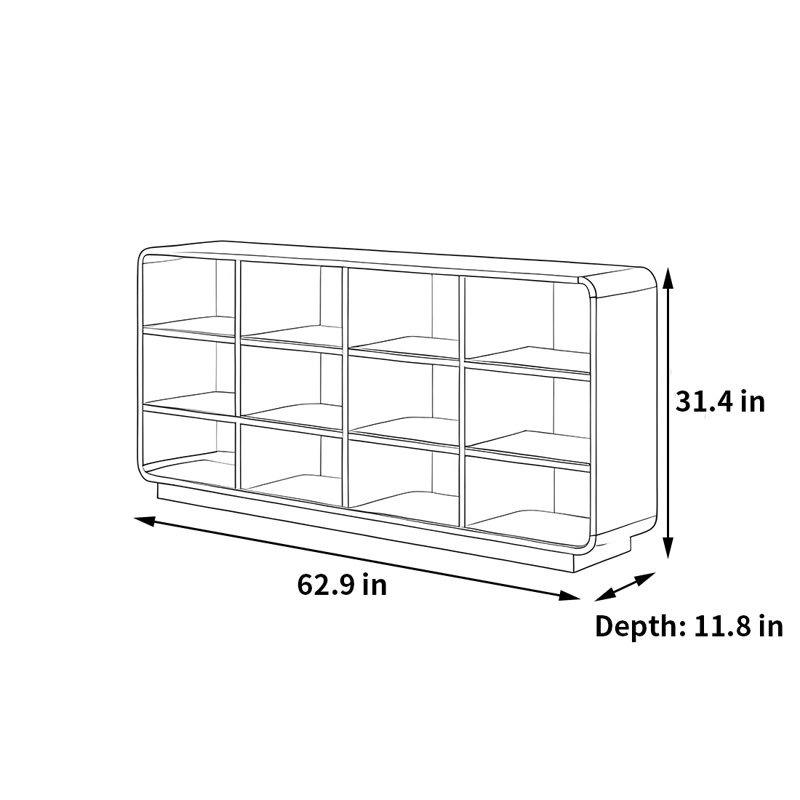 Bibliothèque classique et élégante, (3 tablettes) H 31,4 po x l 62,9 po x P 11,8 po