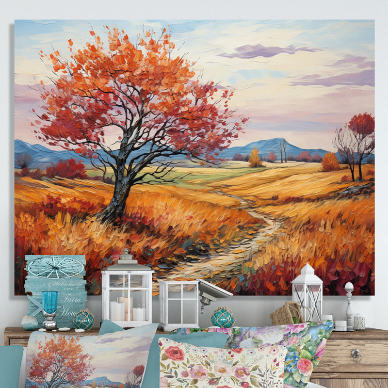Vangogh Autumn Path I, encadré sur toile par Vincent Van Gogh, peinture, H 24 po x l 32 po, Toile tendue