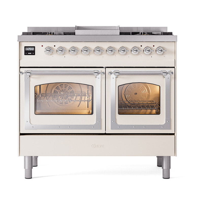 ILVE Nostalgie II Noblesse 40 in Dual Fuel Range, Midnight Blue/Bronze, Natural Gas