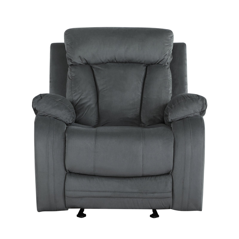 Reclining Transitional Microfiber Fabric Chair, Gray