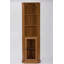 Armoire à vin de coin étroite avec tablettes ouvertes et porte grillagée en métal pour le salon et la salle à manger