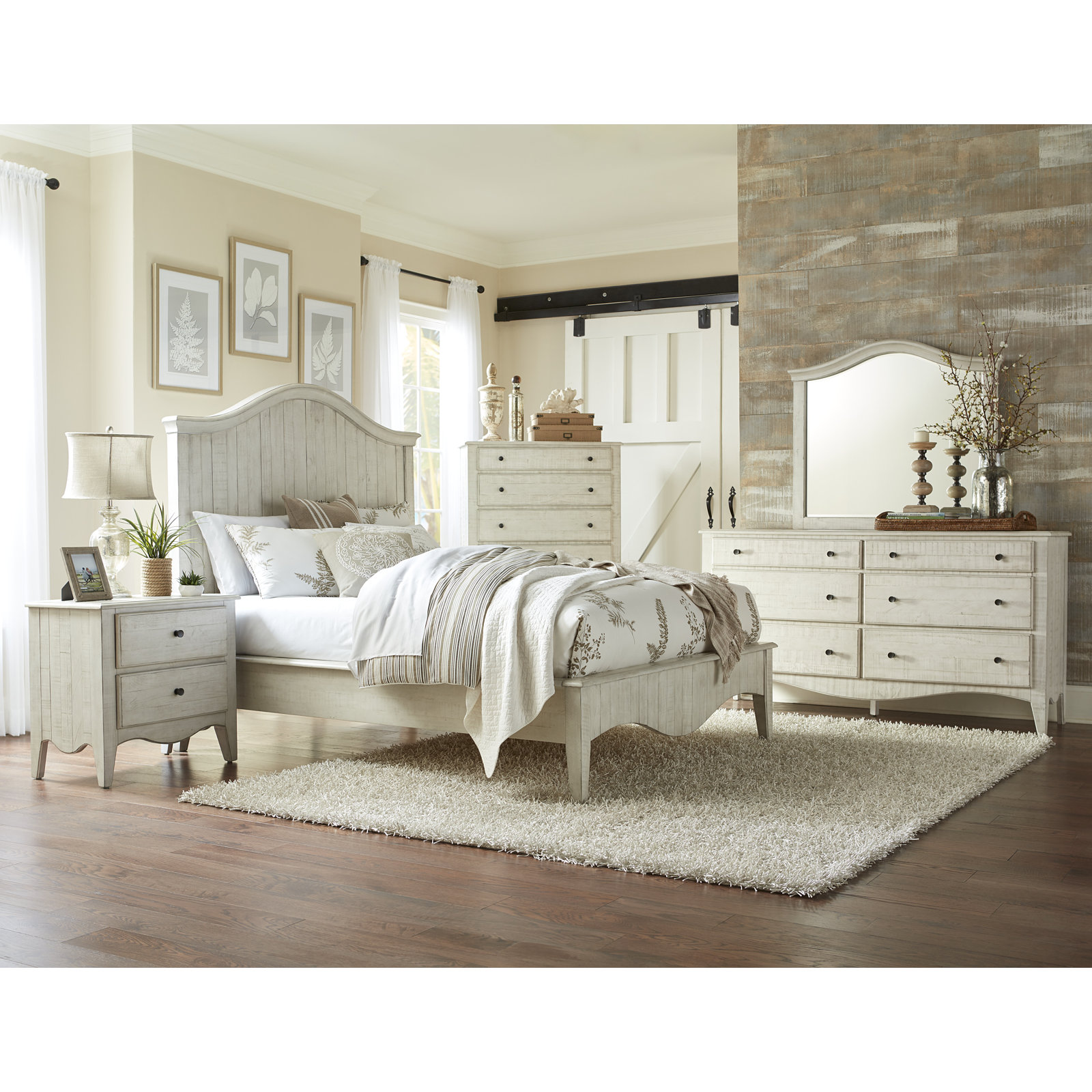 Ramey Platform Bed, California King, White Wash