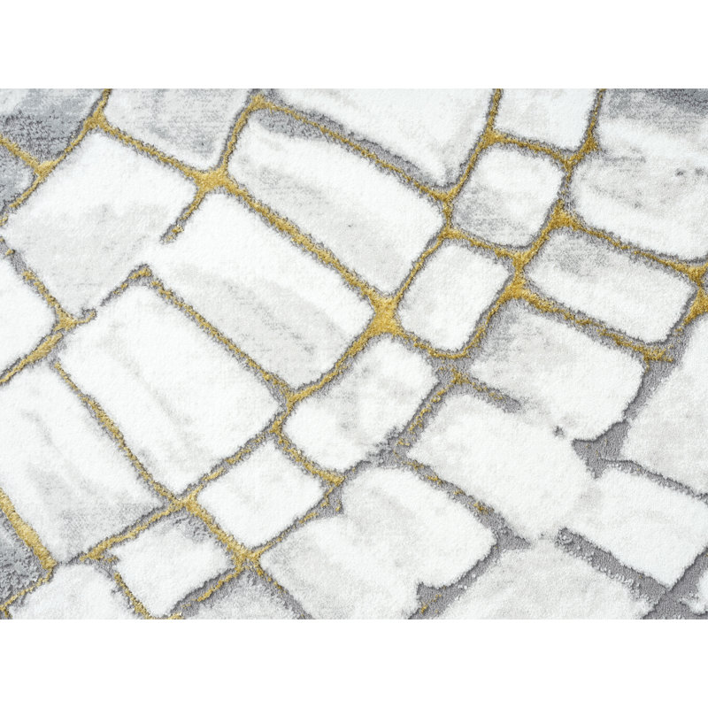 Tapis gris à motif géométrique Migues, Rectangle 6 pi x 9 pi