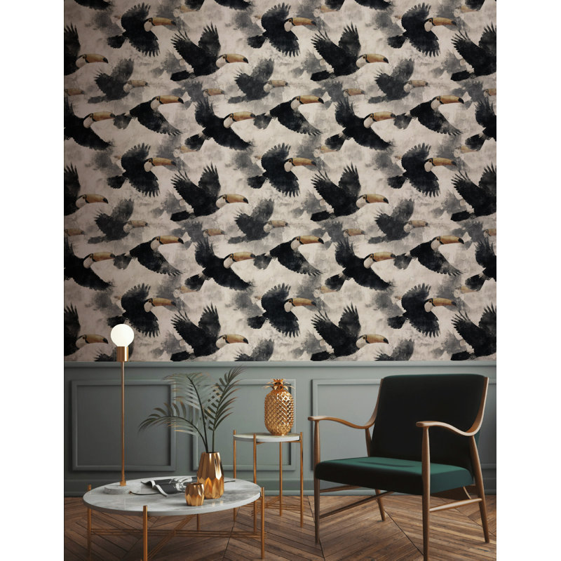 Toucans, papier peint abstrait à motif d'oiseaux, Non-collé