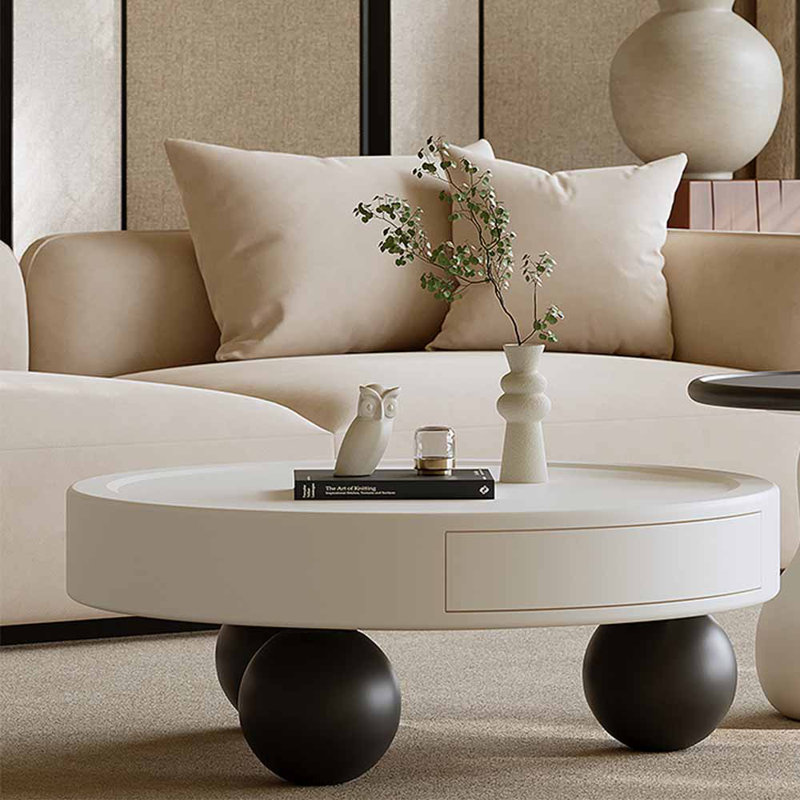 Table à thé ronde de style crème