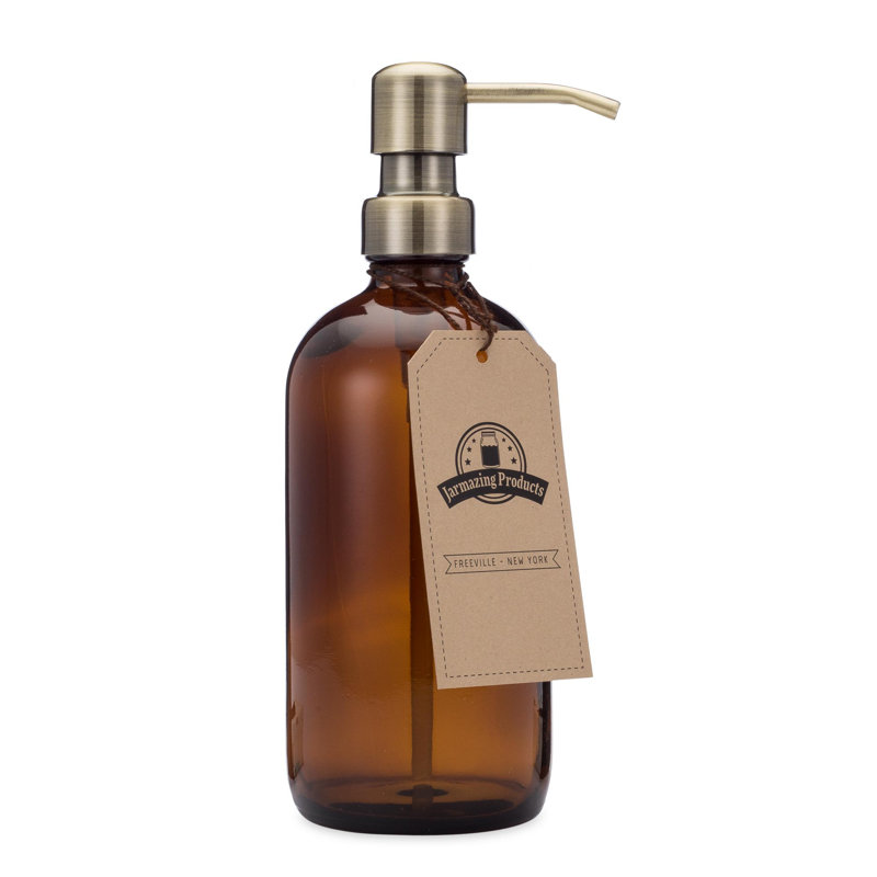 Distributeur de lotion en verre, Laiton / ambre