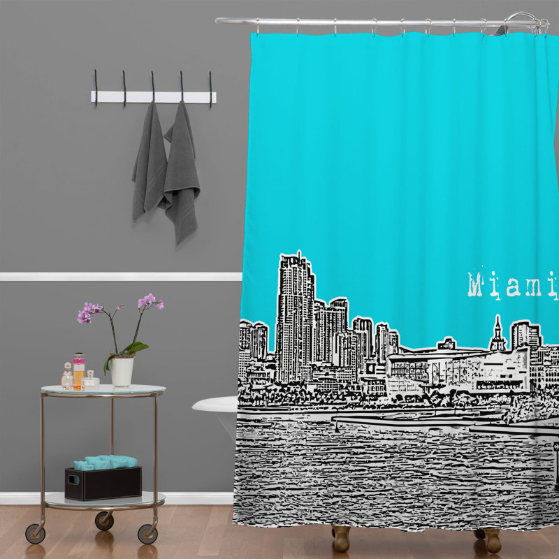Rideau de douche simple miami Bird Ave, Bleu sarcelle