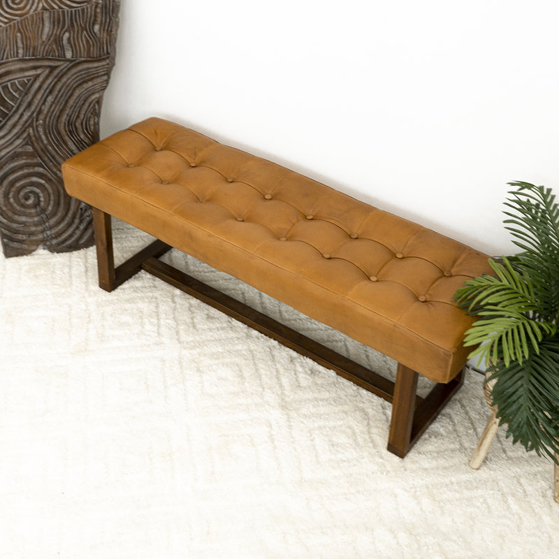 Banc en cuir véritable Smitt, Brun clair