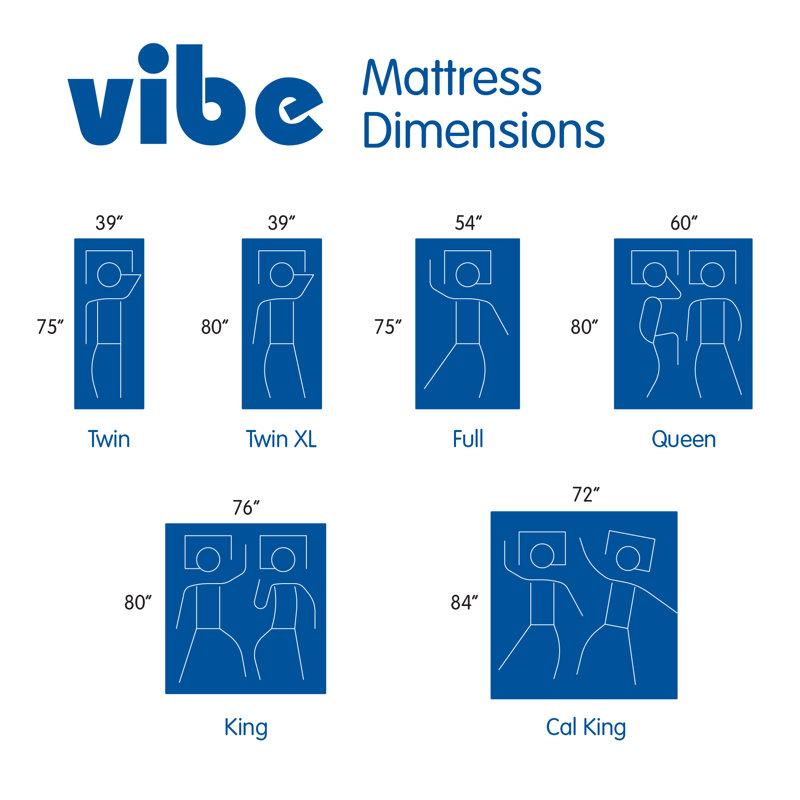 Matelas hybride matelassé Vibe, matelas à ressorts de 12 po et mousse viscoélastique gélifiée, Lit double