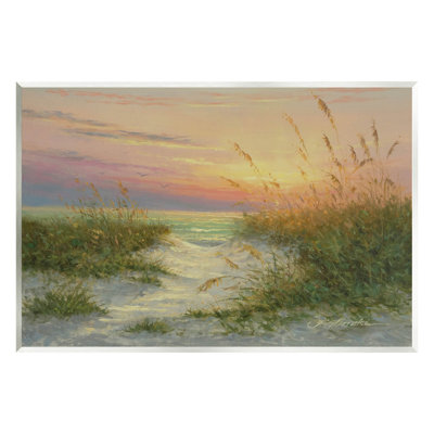 «Sunset Beach Path Reeds» par Martin Figlinski - peinture sans cadre sur panneau de fibres à densité moyenne