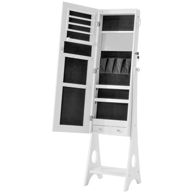 Armoire à bijoux avec miroir Alysen, Blanc
