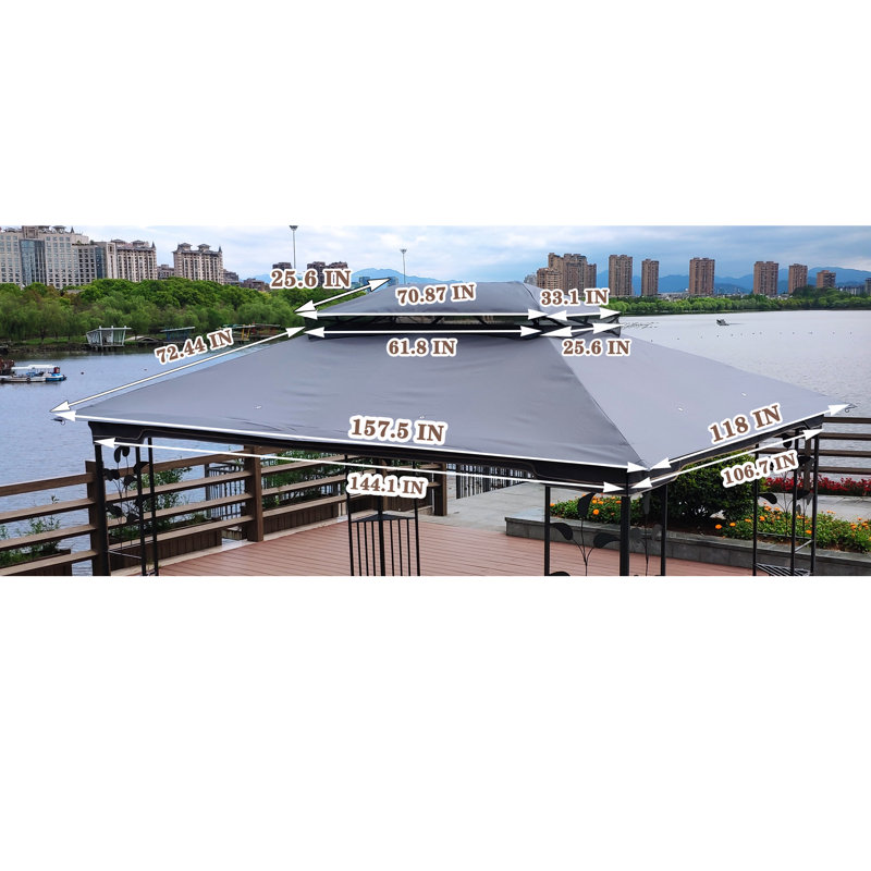 Pabin Inc Polyester Replacement Canopy for Gazebo, Gray