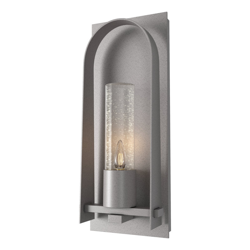 Triomphe Aluminum Wall Light, 16" H x 6.3" W x 3.2" D, Seeded Clear, Coastal Burnished Steel