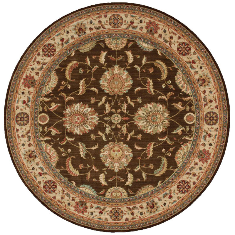 Crownover Wool Oriental Indoor Rug, Round 7'10"