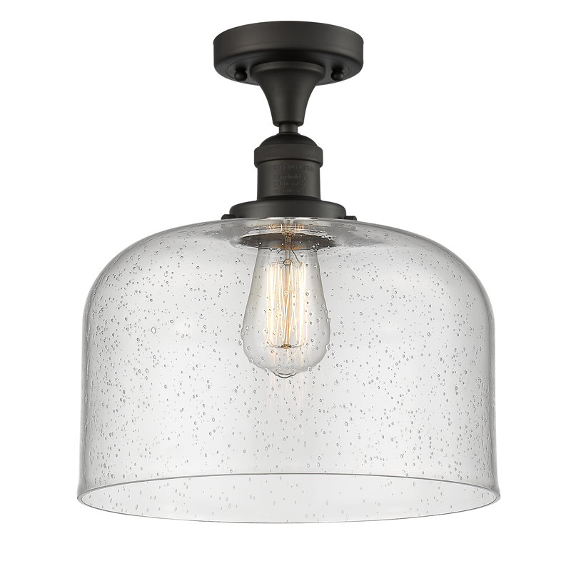Plafonnier semi-encastré 1 lumière Bell, Ampoule DEL 6 watts rétro, Grainé, Bronze frotté à l'huile