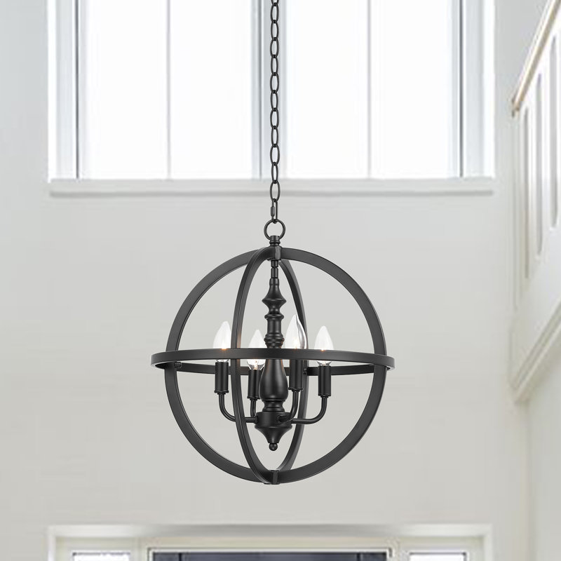 Luminaire suspendu simple à 4 lumières avec chaîne réglable Averly, Noir