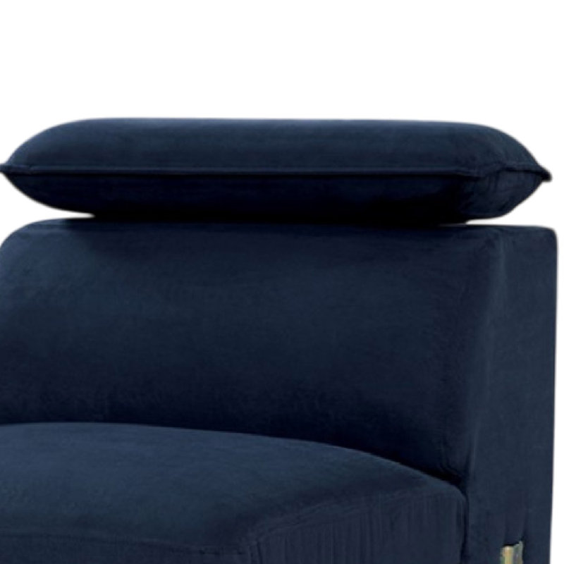 Chaise longue sans accoudoirs modulaire Panie, appui-tête réglable, tissu bleu marine, Bleu