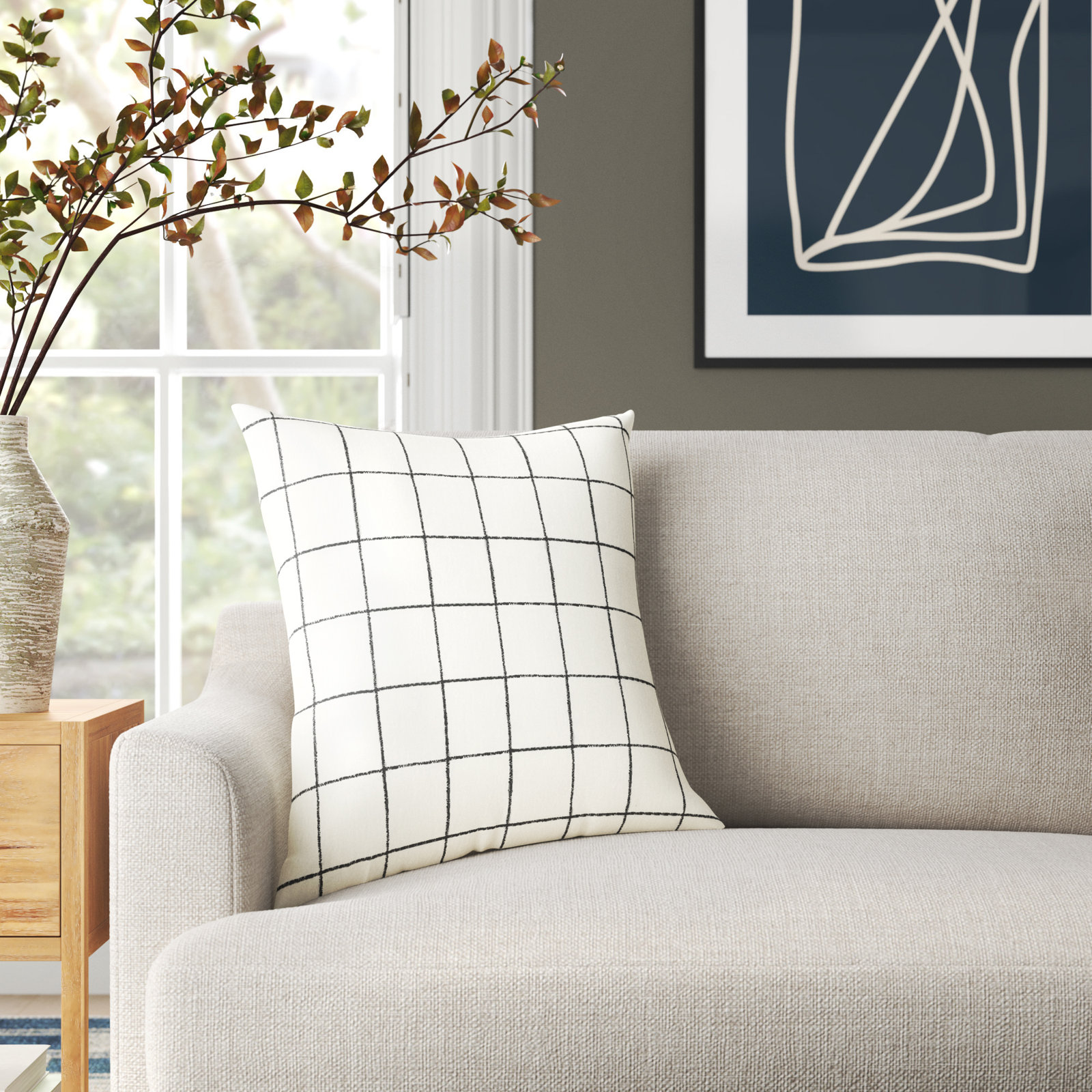 Solada Geometric Cotton Pillow Cover, Height(22") x Width(22")