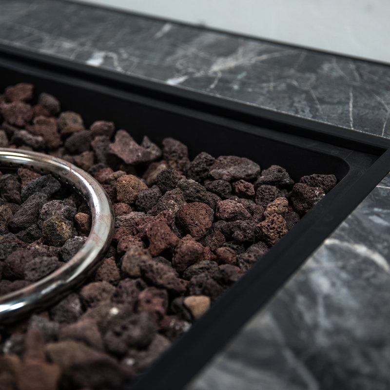 Bronze Wicker and Stone 38" Square Gas Fire Pit Table
