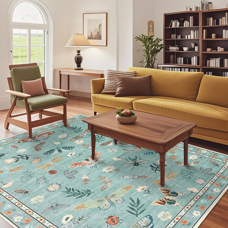 Tapis décoratif moderne à motif floral avec envers antidérapant, Rectangle 10 pi x 13 pi