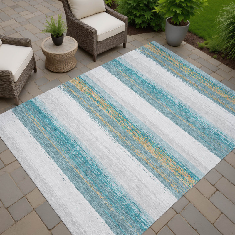 Tapis intérieur / extérieur lavable à la machine Chantille ACN2707, Sarcelle, 5 pi x 7 pi 6 po