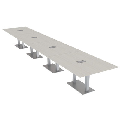 Rectangle Conference Table with Double Metal Post Base | Electrical Unit