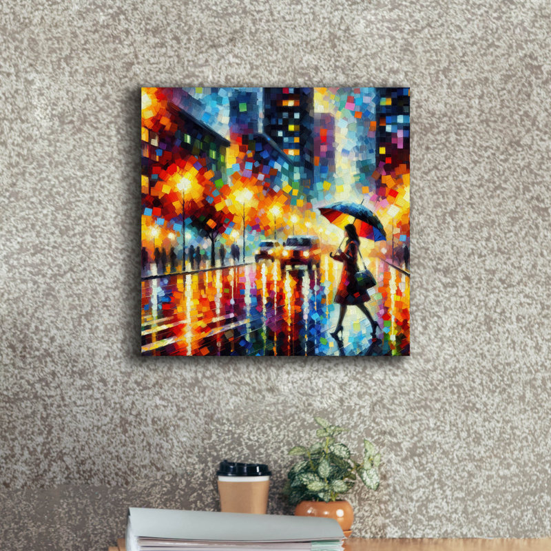  «Rainy Nyc» par Rich Monet, art mural sur toile, H 18 po x l 18 po x P 0,75 po