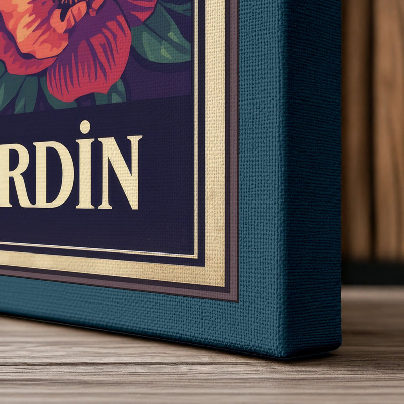 Le Jardin Botanical - Wrapped Canvas, 24x16 - 61.0 x 40.6 cm, Teal Border