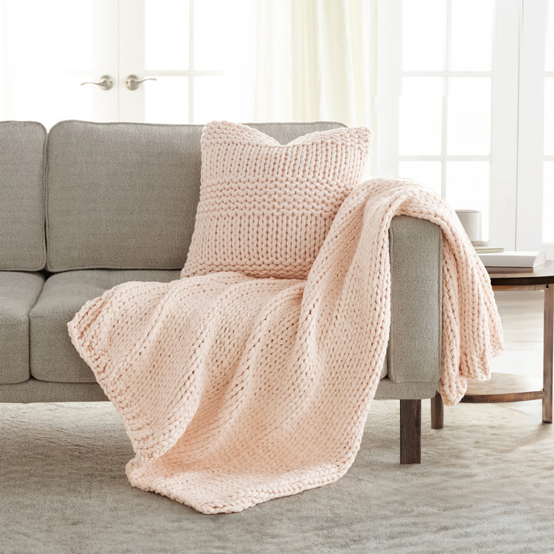 Coussin décoratif Cozy Chunky Knit, Rose