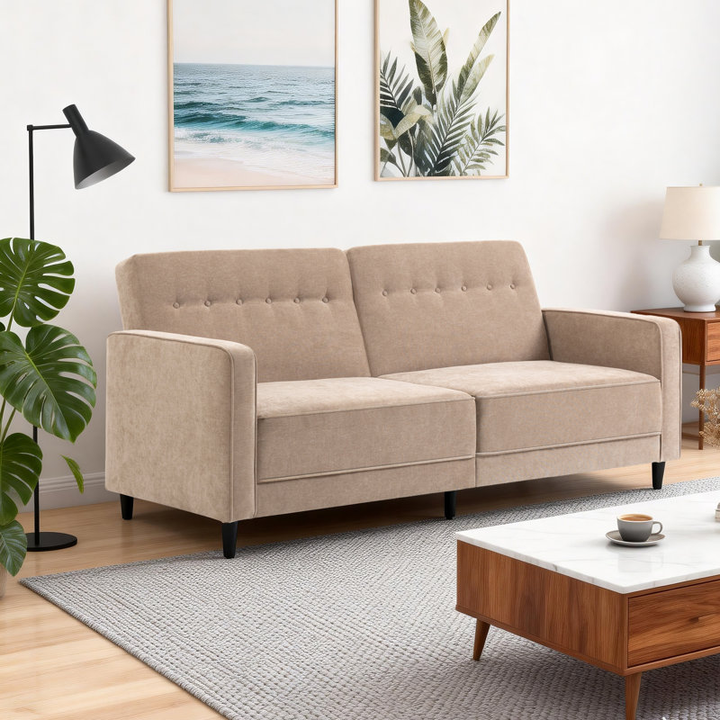 205.7cm Upholstered Convertible Sofa, Beige