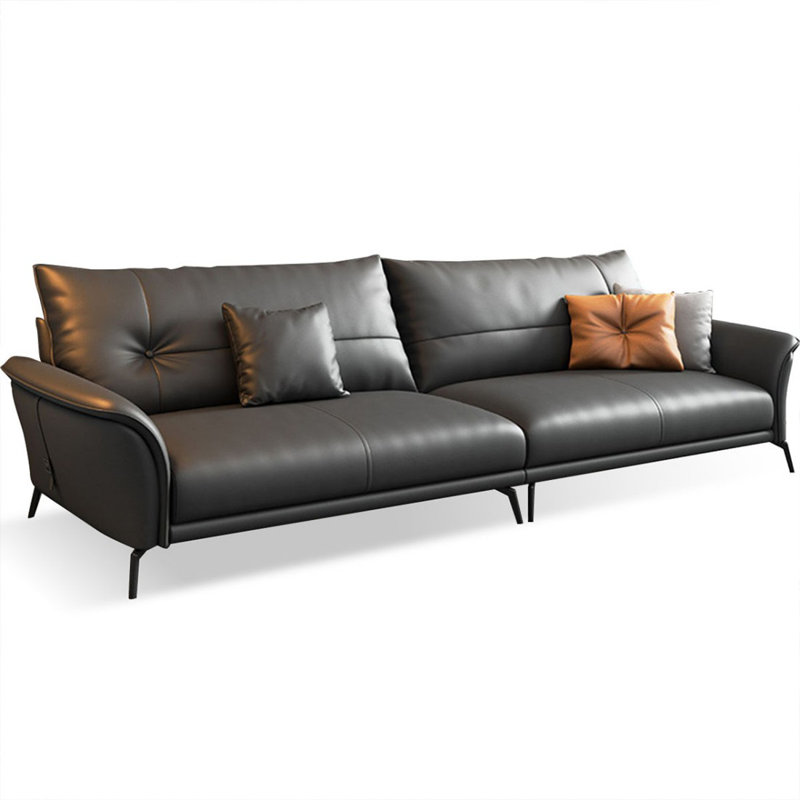Coussin modulaire en cuir véritable gris foncé, Gris foncé