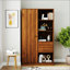 Armoire de rangement autoportante avec porte cannelée, 2 tiroirs et tablettes ouvertes, organisateur polyvalent pour diverses pièces