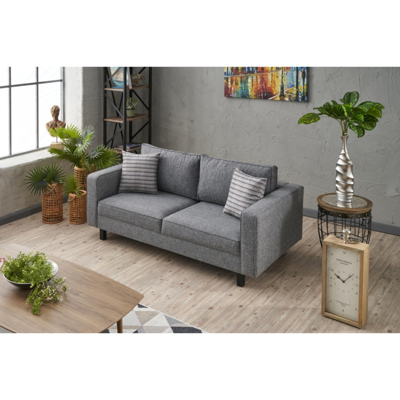 Causeuse rembourrée 70,9 po Bre, Mélange de polyester gris