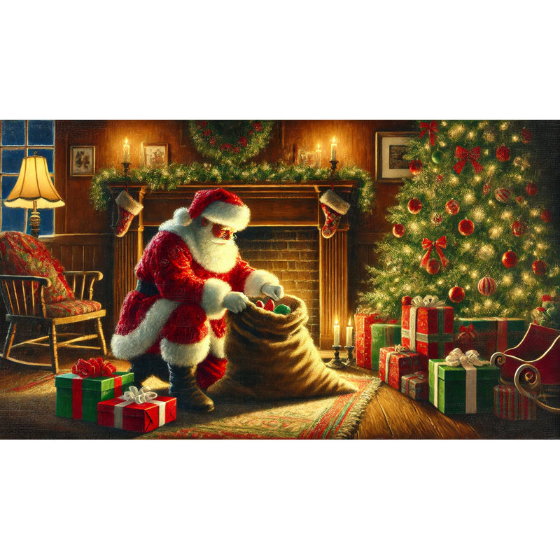«Santa minuit livraison», reproduction sur toile tendue, H 20 po x l 35 po