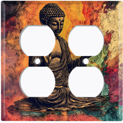 Couvercle de plaque d'interrupteur en métal; Bouddha assis taille standard 4 bandes US