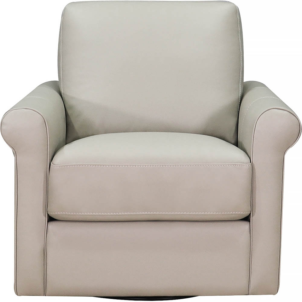 Mayoworth Upholstered Swivel Club Chair, Brookfield Ice Gray Genuine Leather