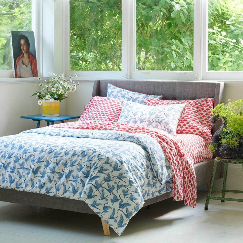 Family Of Cranes 100% Cotton 150TC Duvet Cover Set, European Single