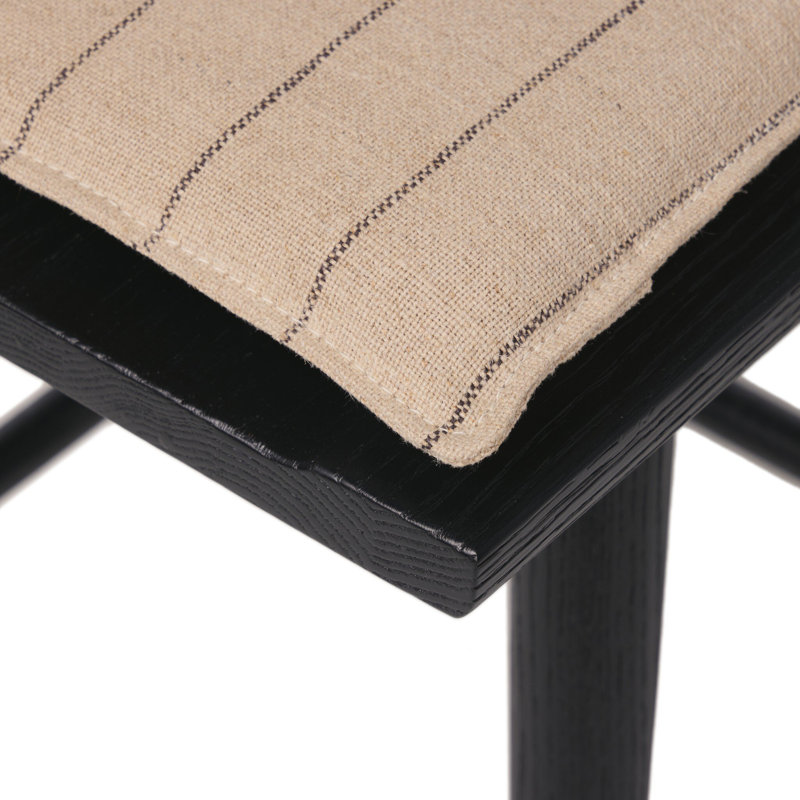 Garth Solid Wood Bar Stool, Sandy Oak, Lavon Flint/Linen Blend, Bar Stool (29.94" Seat Height)