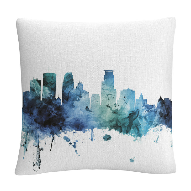 Coussin décoratif Michael Tompsett 16 X 16, Blanc / bleu / noir