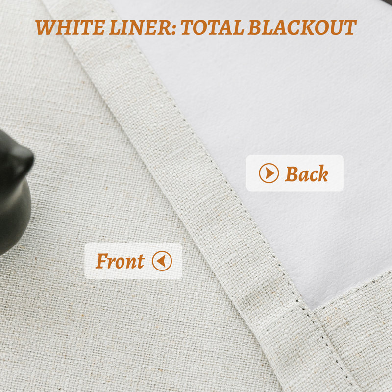 Getrude Linen Blended Max Blackout Grommet Curtain Pair, Linen, 52" W x 96" L