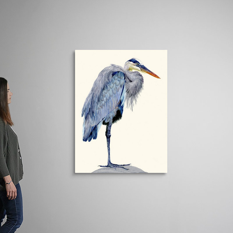 Heron Study II, art mural sur toile, Toile tendue, H 48 po x l 36 po x P 1 po