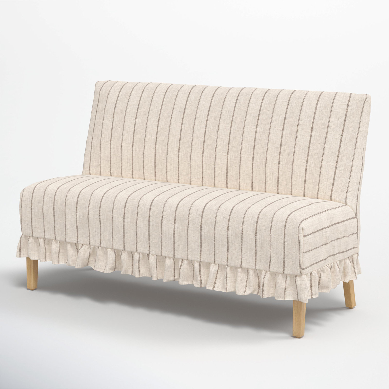 Maggie Slipcover Dining Banquette, Fritz Charcoal Stripe