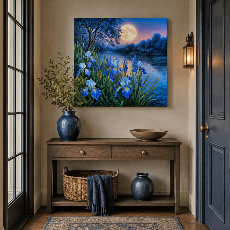Iris in Moonlight - Nocturnal Floral Elegance, 30" H x 30" W